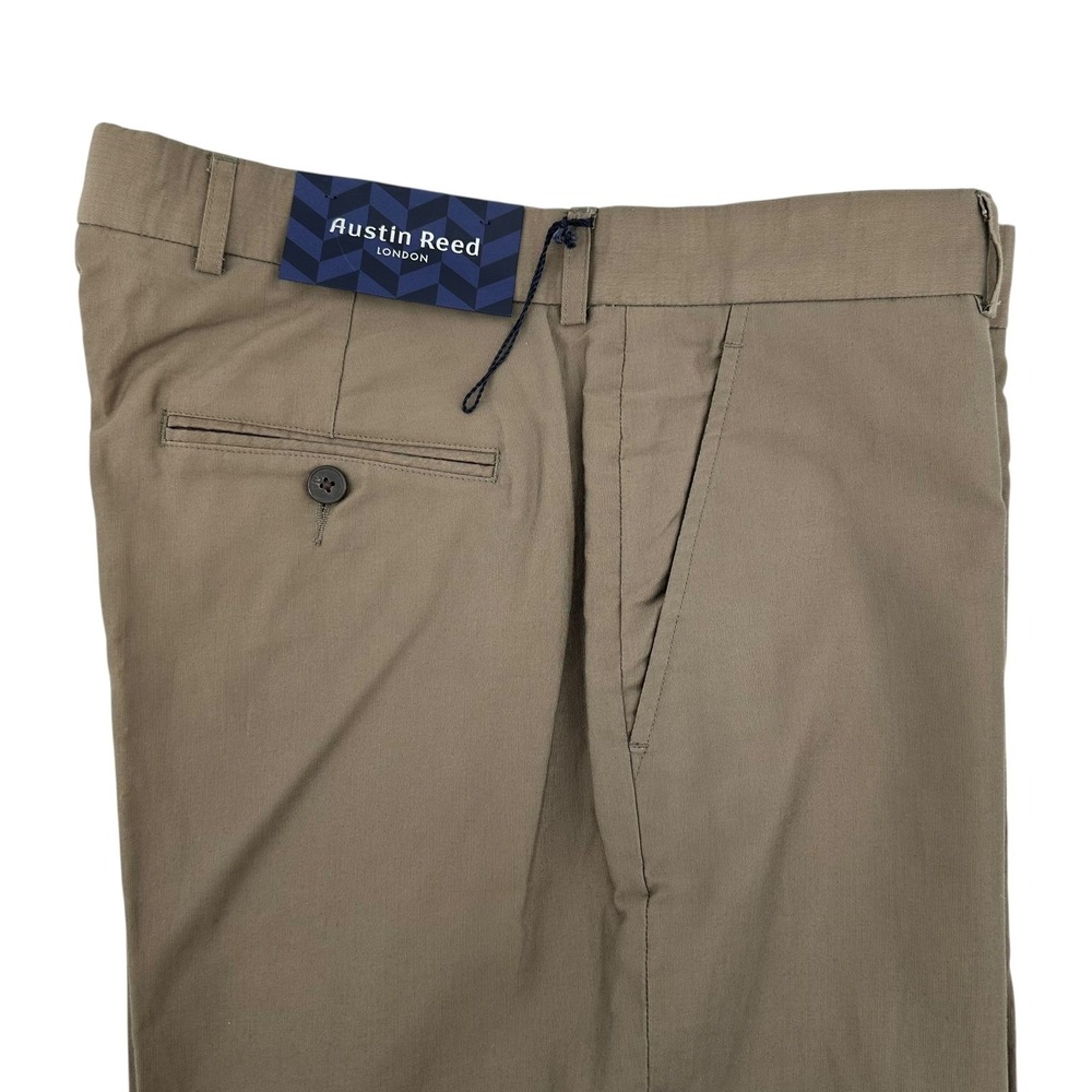 Austin Reed London Mens 36x32 Luxury Ottoman Khaki Chino Straight Leg Pants NEW